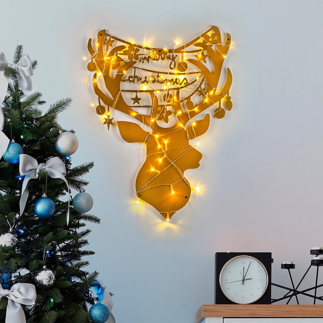 Decoratiune de luminoasa XMASGOLD-026, Tanelorn, 52x70 cm, metal, auriu - imagine 7